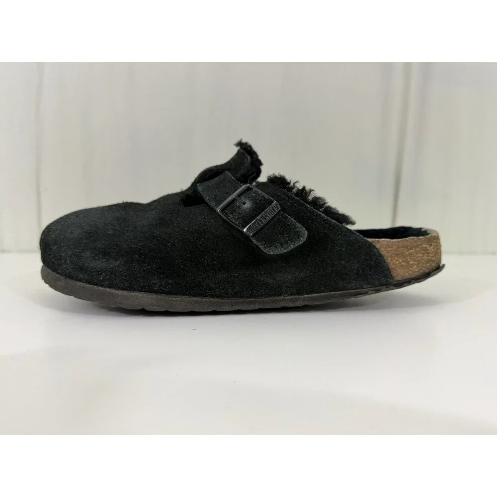 Birkenstock Boston Shearling Lined Clog Black Suede EU 40 US 9-9.5 Slow Fashion